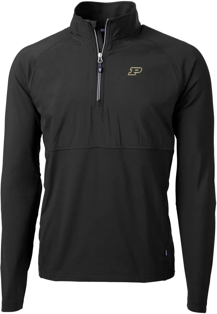 Cutter & Buck Men's Purdue Boilermakers Black Adapt Eco Knit Stretch Quarter-Zip