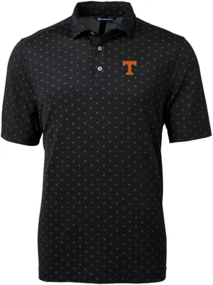 Cutter & Buck Men's Tennessee Volunteers Black Virtue Eco Pique Tile Polo