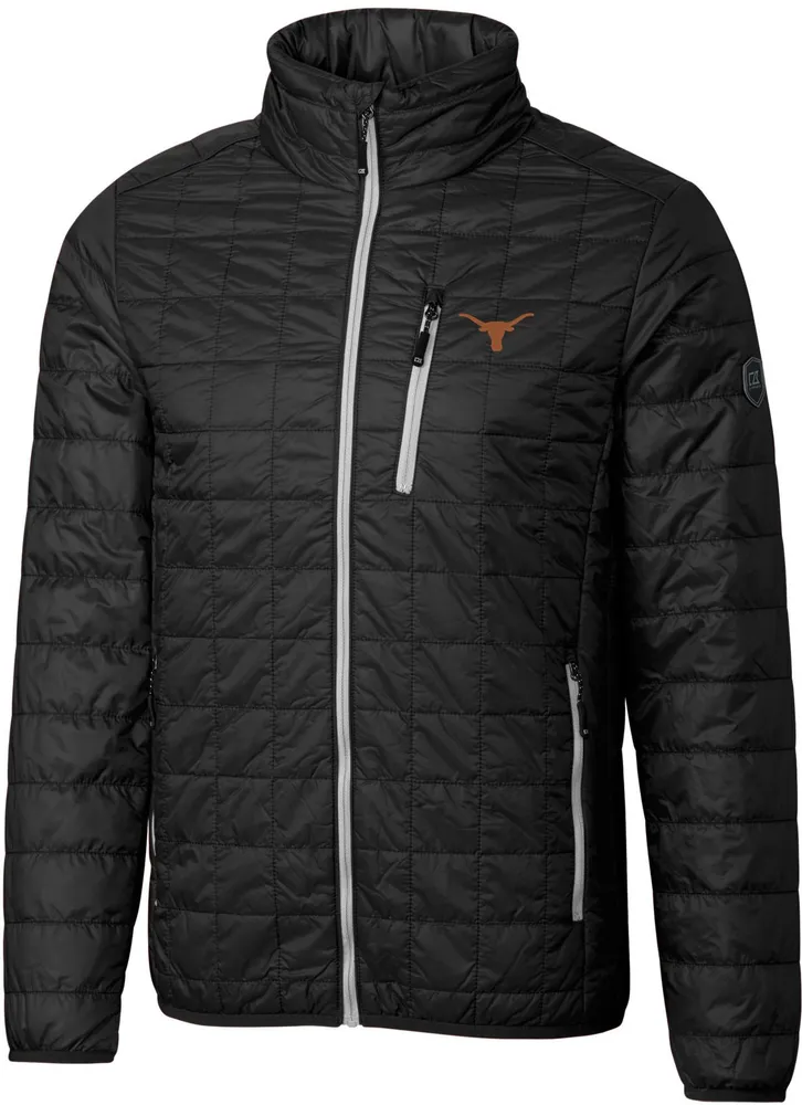 Cutter & Buck Men's Texas Longhorns Black Rainier PrimaLoft Eco Full-Zip Jacket