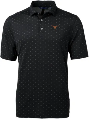 Cutter & Buck Men's Texas Longhorns Black Virtue Eco Pique Tile Polo