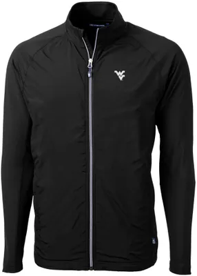 Cutter & Buck Men's West Virginia Mountaineers Black Adapt Eco Knit Stretch Full-Zip Jacket