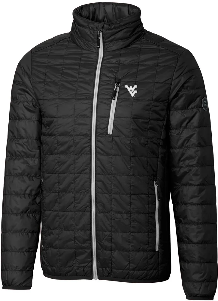 Cutter & Buck Men's West Virginia Mountaineers Black Rainier PrimaLoft Eco Full-Zip Jacket