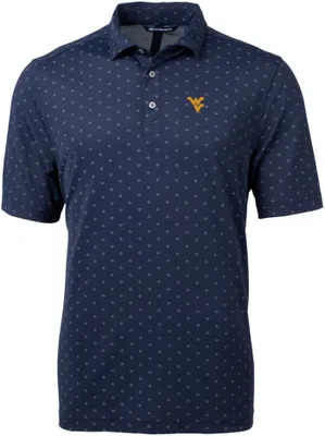 Cutter & Buck Men's West Virginia Mountaineers Navy Blue Virtue Eco Pique Tile Polo