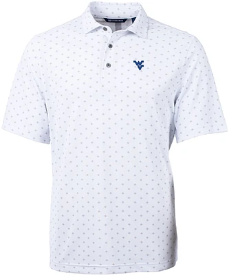 Cutter & Buck Men's West Virginia Mountaineers White Virtue Eco Pique Tile Polo