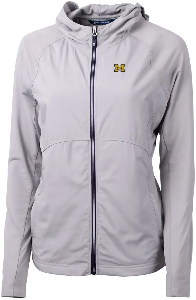 Cutter & Buck Women's Michigan Wolverines Grey Adapt Eco Knit Stretch Full-Zip Jacket