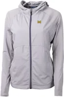 Cutter & Buck Women's Michigan Wolverines Grey Adapt Eco Knit Stretch Full-Zip Jacket