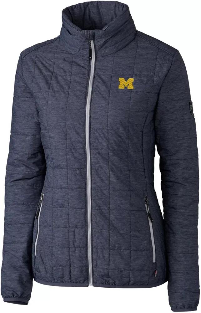 Cutter & Buck Women's Michigan Wolverines Anthracite Rainier PrimaLoft Eco Full-Zip Jacket