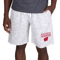 Concepts Sport Men's Wisconsin Badgers White Alley Fleece Shorts