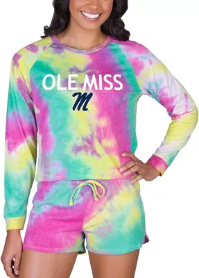 Concepts Sport Women's Ole Miss Rebels Tie-Dye Velodrome Long Sleeve T-Shirt and Short Set