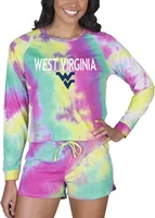 Concepts Sport Women's West Virginia Mountaineers Tie-Dye Velodrome Long Sleeve T-Shirt and Short Set