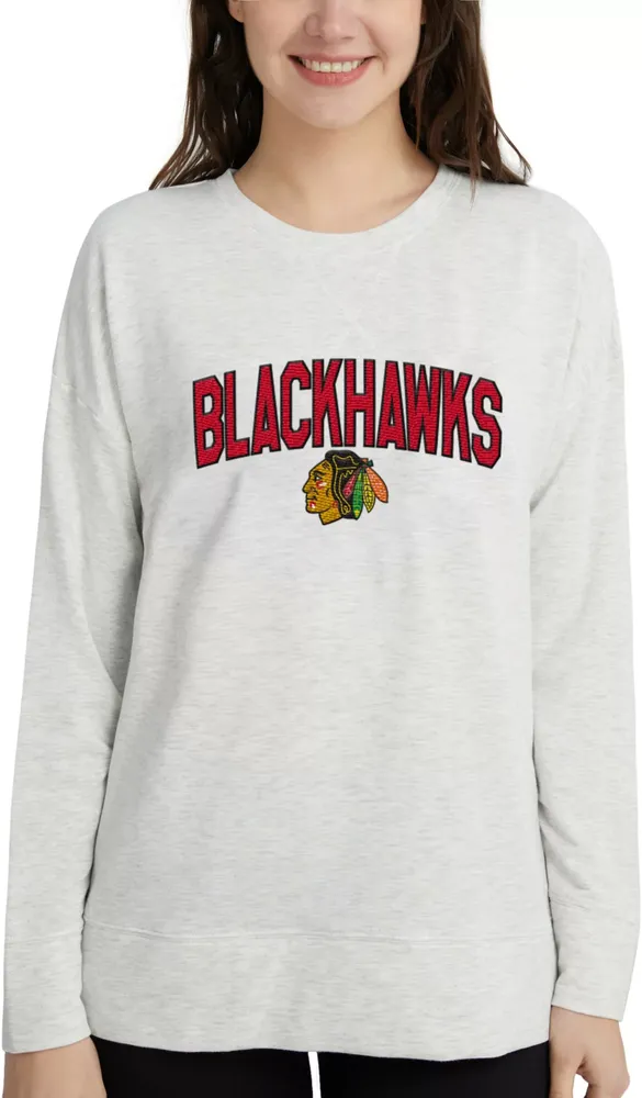 Concepts Sport Women's Chicago Blackhawks Oatmeal Terry Crew Neck Sweatshirt