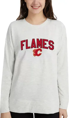 Concepts Sport Women's Calgary Flames Oatmeal Terry Crew Neck Sweatshirt