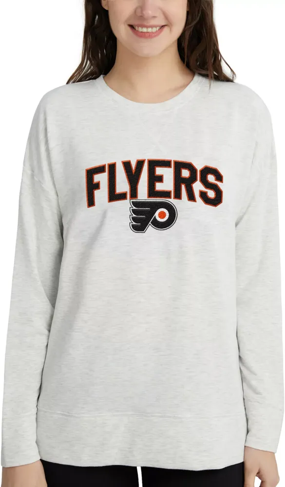 Concepts Sport Women's Philadelphia Flyers Oatmeal Terry Crew Neck Sweatshirt