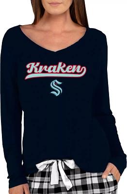 Concepts Sport Women's Seattle Kraken Navy Marathon T-Shirt