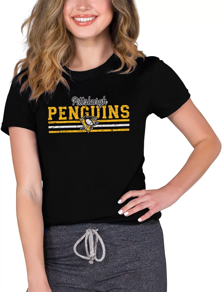 Concepts Sport Women's Pittsburgh Penguins Marathon Black T-Shirt