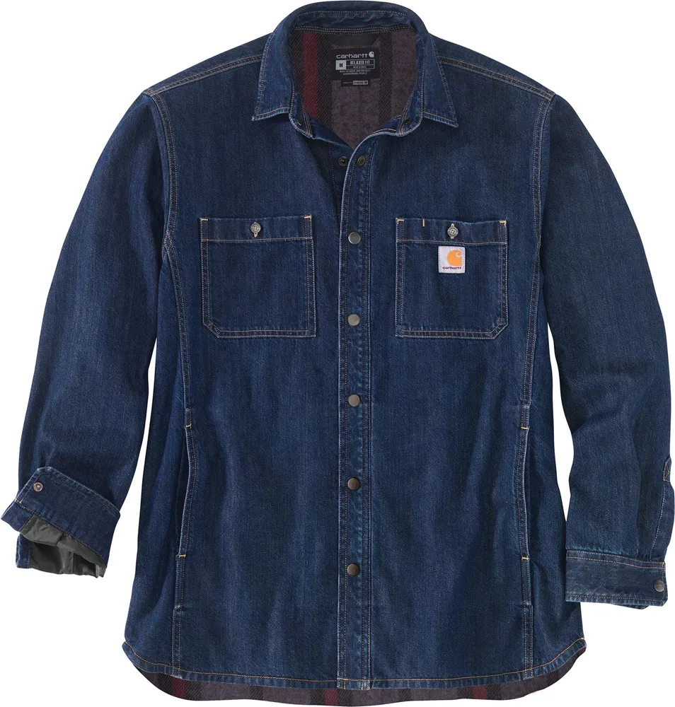 Carhartt Men's Relaxed Fit Denim Lined Snap Shirt Jacket