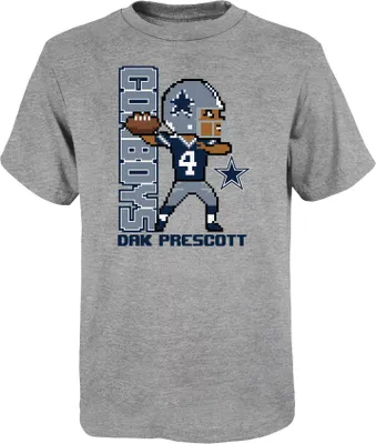 Dallas Cowboys Youth Dak Prescott #4 Pixels Grey T-Shirt