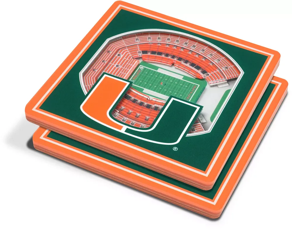 YouTheFan Miami Hurricanes 3D StadiumView Coasters