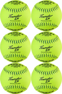 Dudley 12'' USSSA Thunder ZN Pro-M Stamp Slow Pitch Softballs - 6 Pack