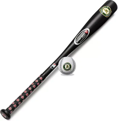 SweetSpot Baseball Oakland Athletics 32” Senior Bat and Spaseball Combo