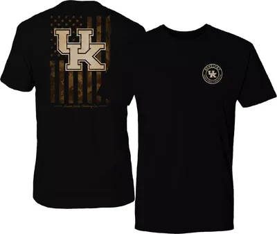 Great State Clothing Men's Kentucky Wildcats Camo Flag Black T-Shirt
