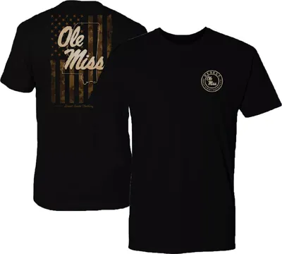 Great State Clothing Men's Ole Miss Rebels Camo Flag Black T-Shirt