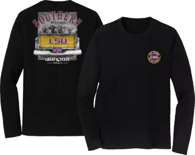 Great State Clothing Men's LSU Tigers Black Labs Truck Long Sleeve T-Shirt
