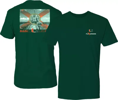 FloGrown Men's Miami Hurricanes Green Trolling Flag T-Shirt