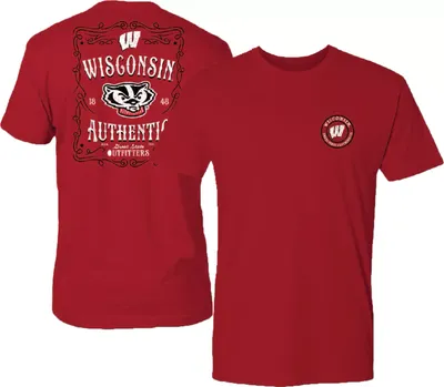Great State Clothing Men's Wisconsin Badgers Red Whiskey Label T-Shirt
