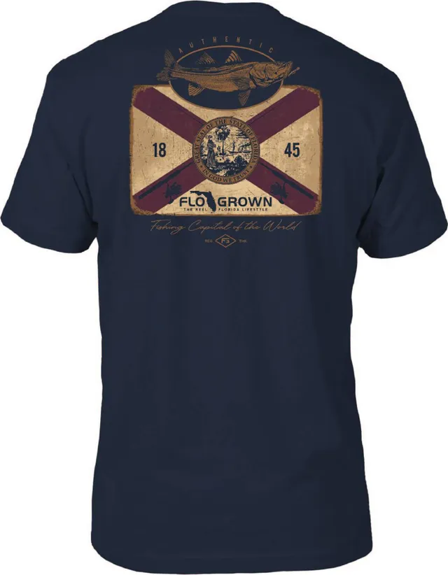 FloGrown Men's Vintage Fishing Sign T-Shirt, XL, Navy
