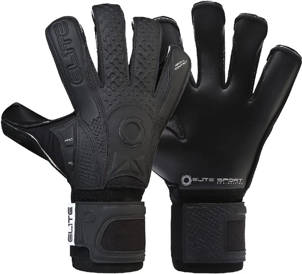 Elite Adult Black Solo Soccer Goalkeeper Gloves