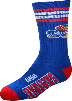 For Bare Feet Youth Kansas Jayhawks 4-Stripe Deuce Socks