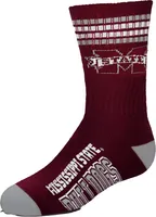 For Bare Feet Youth Mississippi State Bulldogs 4-Stripe Deuce Socks