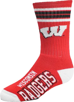 For Bare Feet Youth Wisconsin Badgers 4-Stripe Deuce Socks