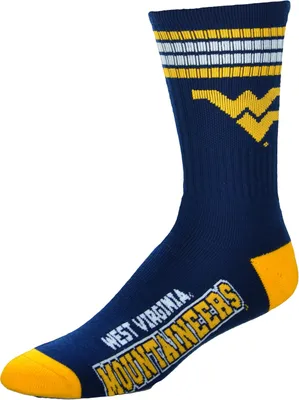 For Bare Feet Youth West Virginia Mountaineers 4-Stripe Deuce Socks