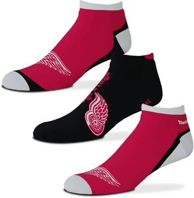 For Bare Feet Detroit Red Wings 3-Pack Ankle Socks