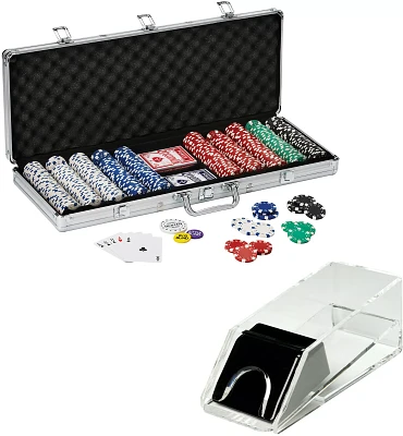 Fat Cat 500 Count Texas Hold'Em Dice Poker Chip Set With Card Shoe