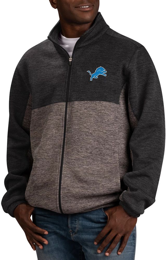 Dick's Sporting Goods G-III Men's Detroit Lions Outfielder Grey/Black  Full-Zip Jacket