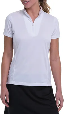 EP New York Women's Short Sleeve Convertible Zip Mock Neck Golf Polo