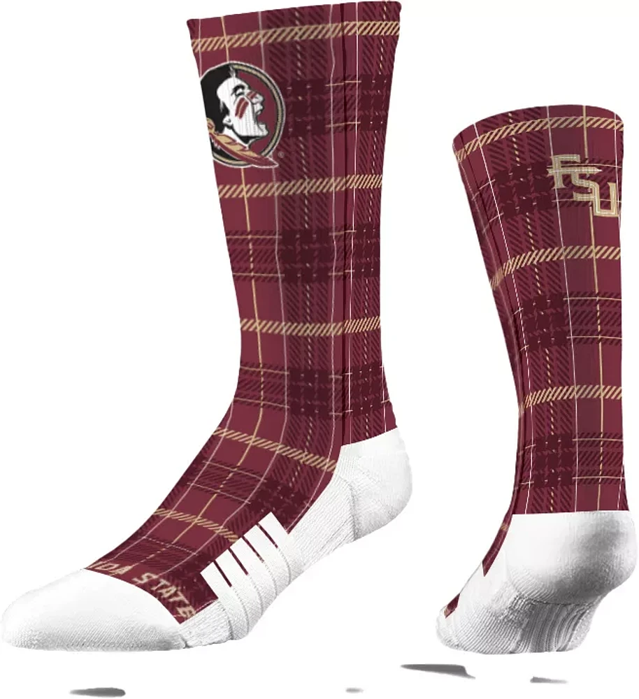 Strideline Florida State Seminoles Plaid Crew Socks