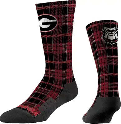 Strideline Georgia Bulldogs Plaid Crew Socks