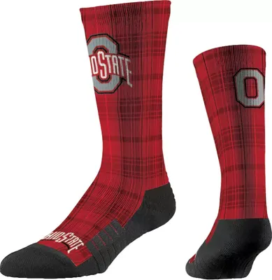 Strideline Ohio State Buckeyes Plaid Crew Socks