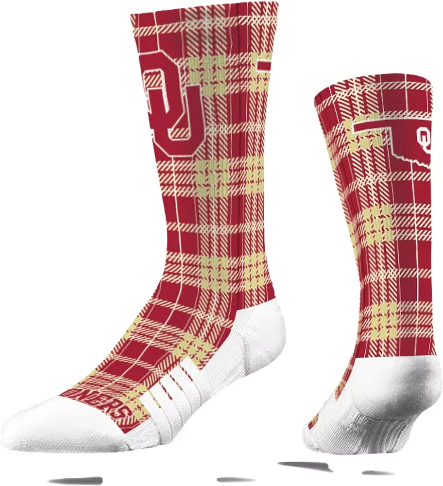 Strideline Oklahoma Sooners Plaid Crew Socks