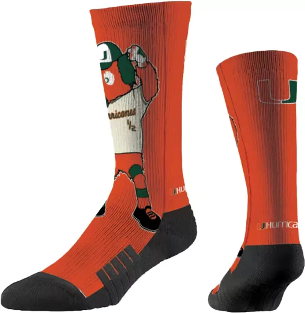 Strideline Miami Hurricanes Mascot Crew Socks