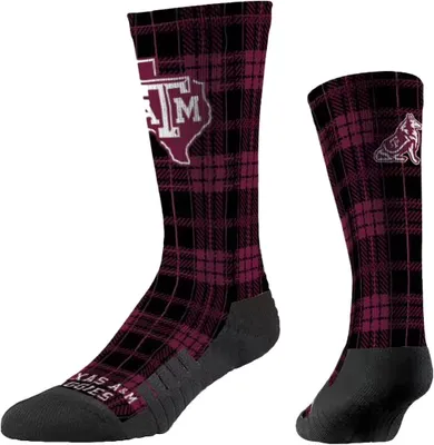 Strideline Texas A&M Aggies Plaid Crew Socks