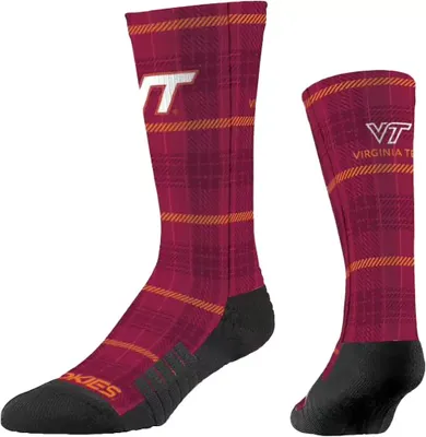 Strideline Virginia Tech Hokies Plaid Crew Socks