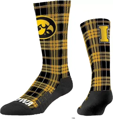 Strideline Iowa Hawkeyes Plaid Crew Socks