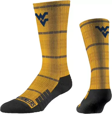 Strideline West Virginia Mountaineers Plaid Crew Socks