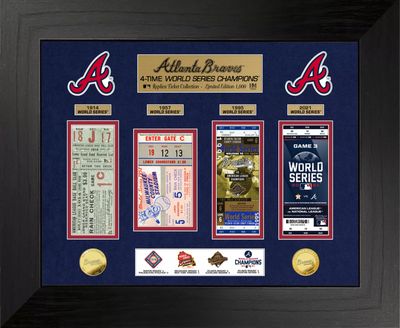 Highland Mint Atlanta Braves 4-Time World Series Champions Gold Coin & Ticket Collection