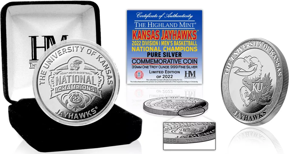 Highland Mint Kansas Jayhawks 2022 Men's Basketball National Champions .999 Silver Team Coin